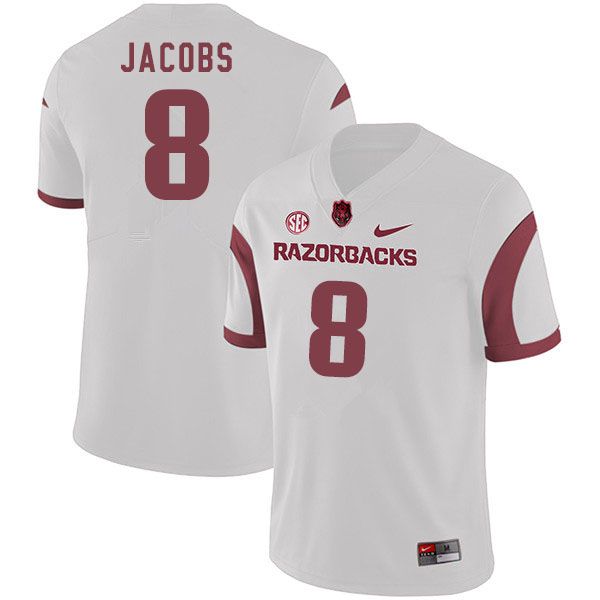 Men #8 Jerry Jacobs Arkansas Razorbacks College Football Jerseys Sale-White